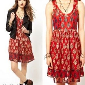 Free People Red and Blue Mini Dress